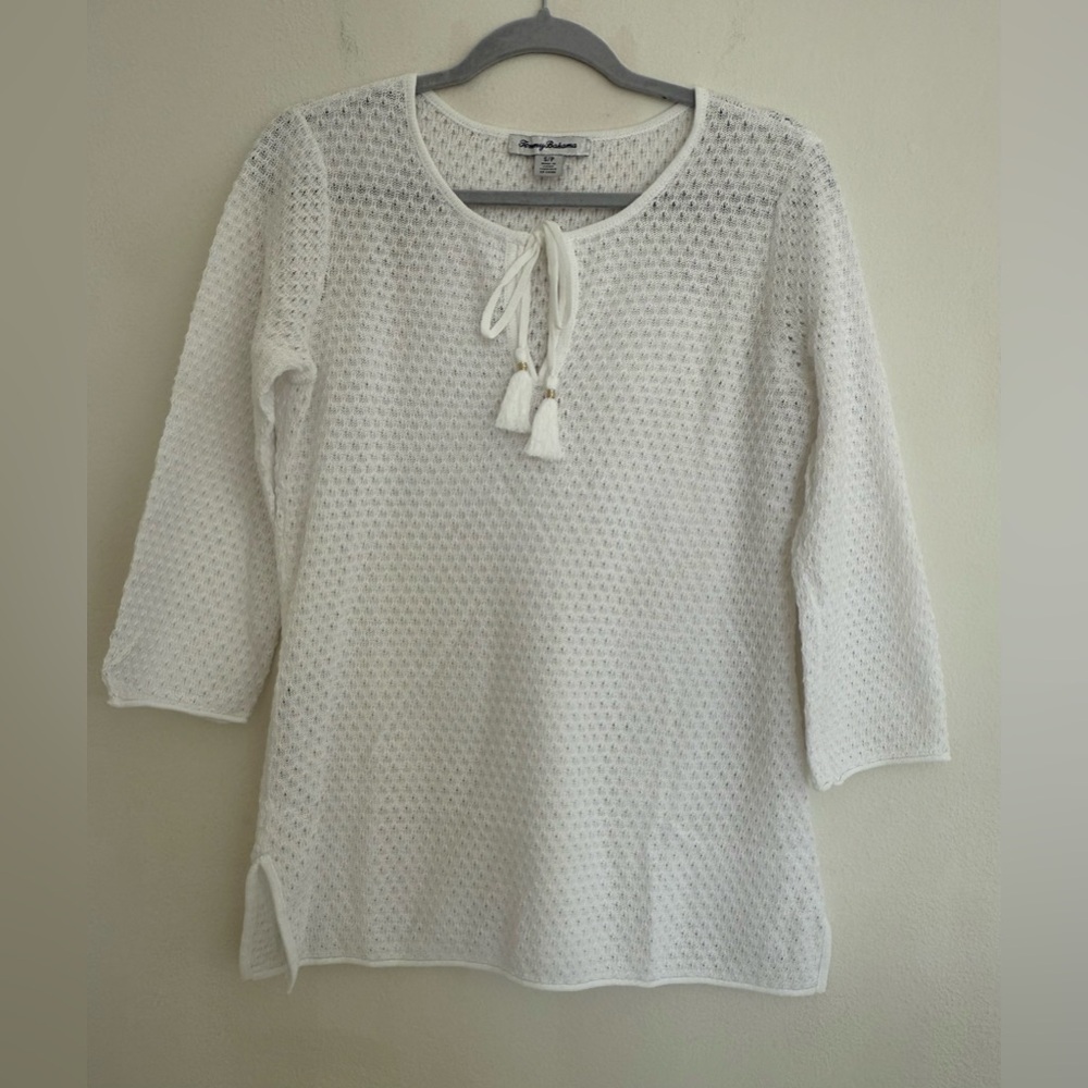 Tommy Bahama Lattice Stitch Tunic Sweater.